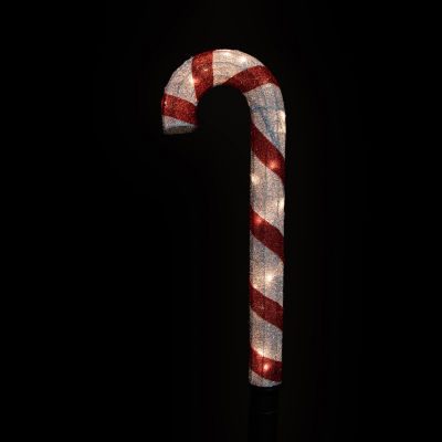 Northlight 31in Pre-Lit Red And Silver Striped Candy Cane Decor Christmas Yard Art