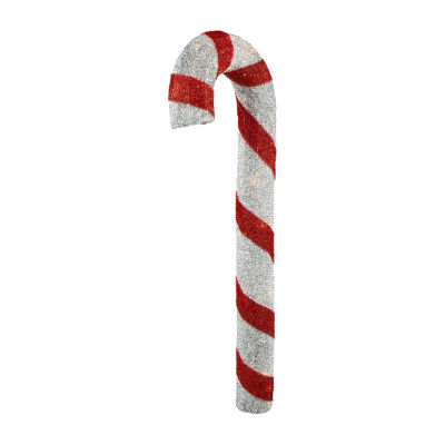 Northlight 31in Pre-Lit Red And Silver Striped Candy Cane Decor Christmas Yard Art