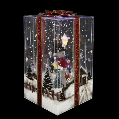 Northlight 12in And Musical Snowman Family Snowing Gift Box Christmas Decoration Lighted Round SnowGlobes