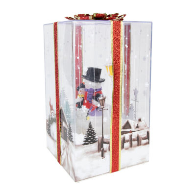Northlight 12in And Musical Snowman Family Snowing Gift Box Christmas Decoration Lighted Round SnowGlobes