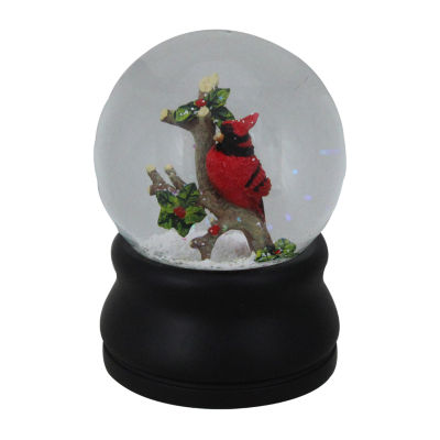 Northlight 5.75in Red Cardinal On Branch Musical Christmas Lighted Round SnowGlobes