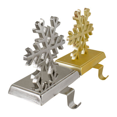 Northlight Gold And Silver Shiny Snowflake S 3-pc. Christmas Stocking Holder
