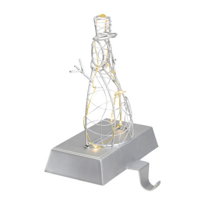 Northlight 8in Led Lighted Silver Wired Snowman Christmas Stocking Holders