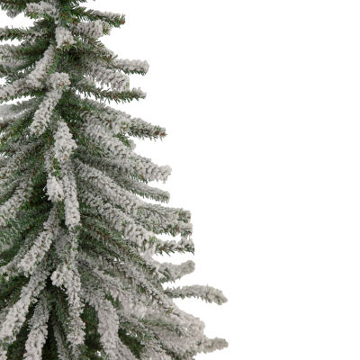 Northlight Potted Downswept Mini Village Medium Artificial Unlit 2 Foot Flocked Pine Christmas Tree