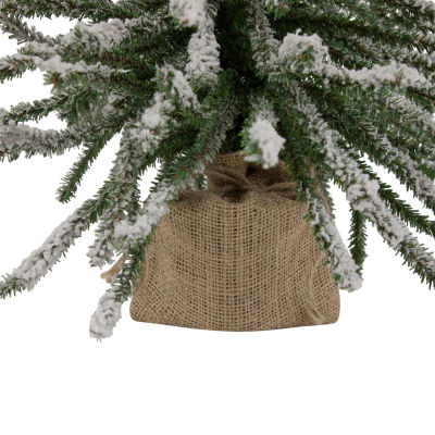 Northlight Potted Downswept Mini Village Medium Artificial Unlit 2 Foot Flocked Pine Christmas Tree