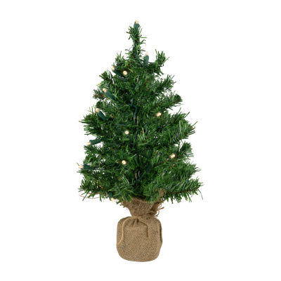 Northlight Two-Tone Green Artificial In Burlap Clear Led Lights 1 1/2 Feet Pre-Lit Pine Christmas Tree