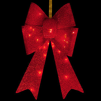 24in Led Lighted Red Tinsel Bow Christmas Decoration Indoor Ribbon, Color:  Red - JCPenney