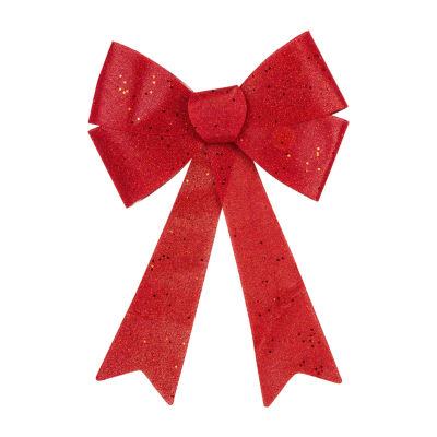 Northlight 16in Led Lighted Red Burlap Bow Christmas Decoration With Color Changing Lights Indoor Ribbon