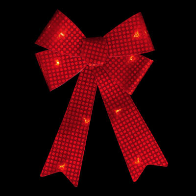 Northlight 17.5in Led Lighted Red Sequin Bow Christmas Decoration Indoor Ribbons