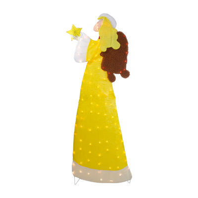 Northlight 72in Lighted 2d Yellow Chenille Angel Christmas Holiday Yard Art