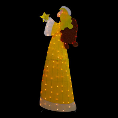 Northlight 72in Lighted 2d Yellow Chenille Angel Christmas Holiday Yard Art