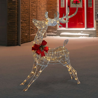 Northlight 56in Led Lighted Reindeer With Glitter Bow Christmas Holiday Yard Art