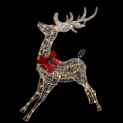 Northlight 56in Led Lighted Reindeer With Glitter Bow Christmas Holiday Yard Art