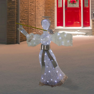 Northlight 36in Led Lighted Lace Angel With Flute Christmas Yard Art