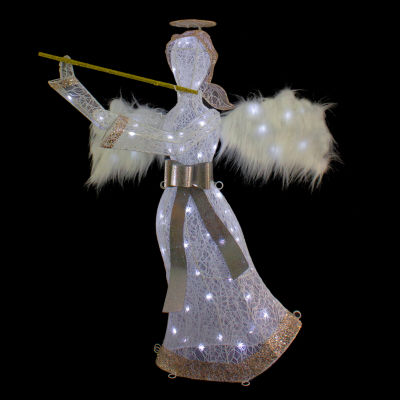 Northlight 36in Led Lighted Lace Angel With Flute Christmas Yard Art