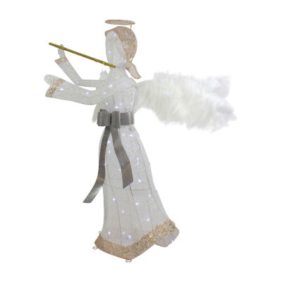 Northlight 36in Led Lighted Lace Angel With Flute Christmas Holiday Yard Art