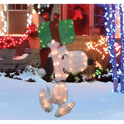 Northlight 32in Lighted Peanuts Snoopy With Present Christmas Holiday Yard Art