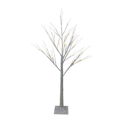 Northlight 4ft Led Lighted White Birch Tree  White Lights Christmas Holiday Yard Art