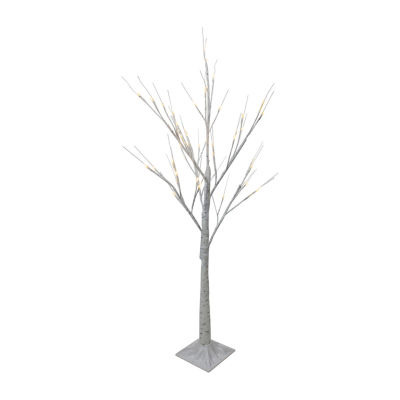 Northlight 4ft Led Lighted White Birch Tree  White Lights Christmas Yard Art