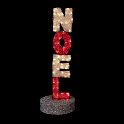Northlight 39in Lighted Red And Silver Noel Sign Christmas Holiday Yard Art