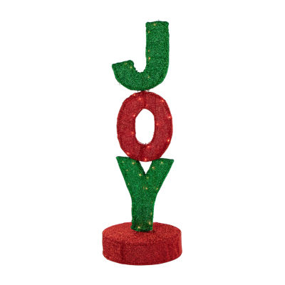 Northlight 39in Lighted Red And Green Joy Sign Christmas Holiday Yard Art