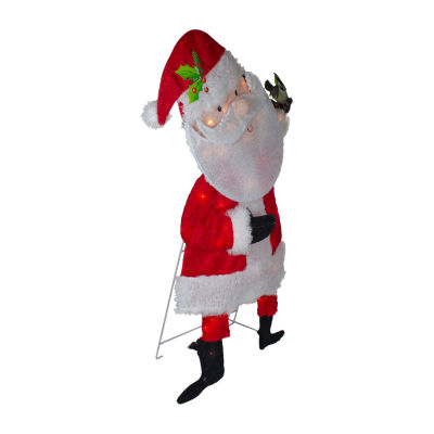 Northlight 32in Lighted Red And White Chenille Santa Christmas Holiday Yard Art