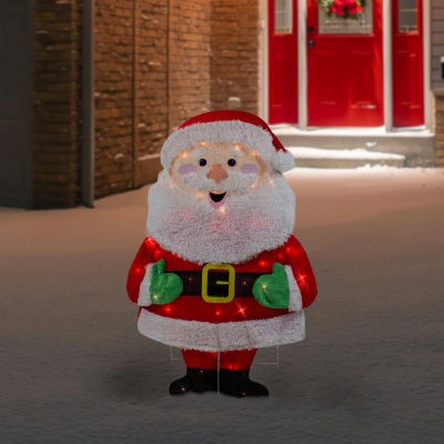 Northlight 32in Lighted 2d Chenille Santa Christmas Holiday Yard Art
