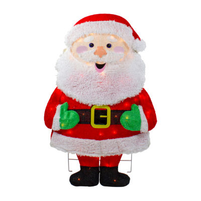 Northlight 32in Lighted 2d Chenille Santa Christmas Holiday Yard Art