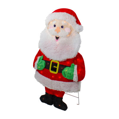 Northlight 32in Lighted 2d Chenille Santa Christmas Holiday Yard Art