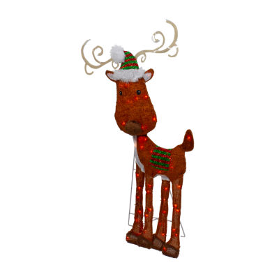 Northlight 32in Lighted 2d Chenille Reindeer Christmas Holiday Yard Art