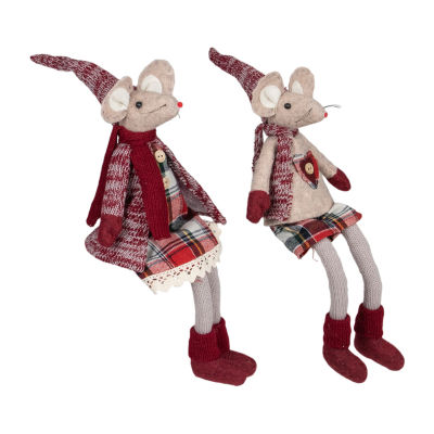 Northlight Set Of 2 Boy And Girl Sitting Plush Christmas Mice 17in Christmas Gnome