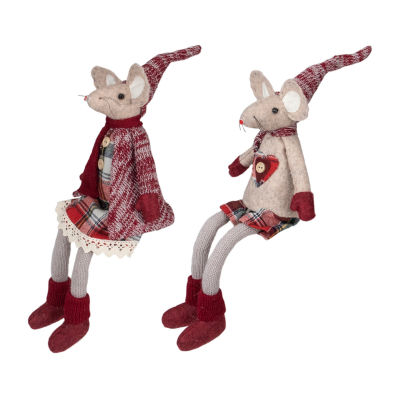 Northlight Set Of 2 Boy And Girl Sitting Plush Christmas Mice 17in Christmas Figurine