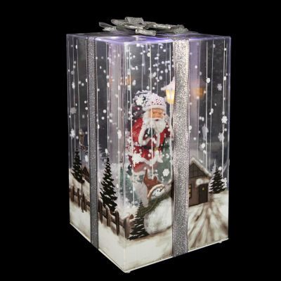 Northlight 12in And Musical Santa Claus Snowing Gift Box Christmas Decoration Lighted Round SnowGlobes