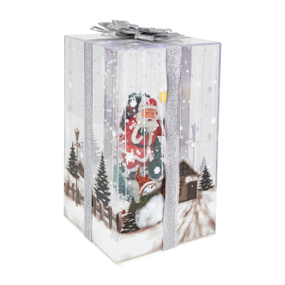 Northlight 12in And Musical Santa Claus Snowing Gift Box Christmas Decoration Lighted Round SnowGlobes
