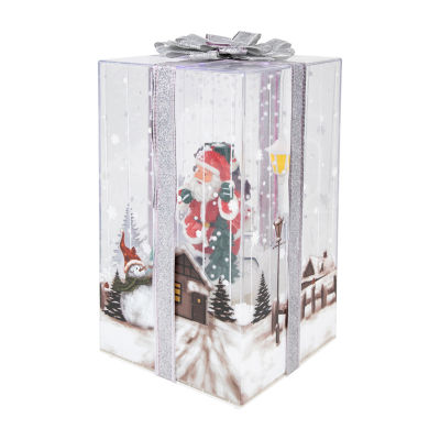 Northlight 12in And Musical Santa Claus Snowing Gift Box Christmas Decoration Lighted Round SnowGlobes