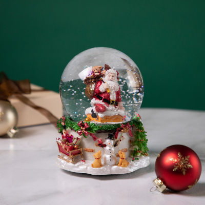 Northlight 7in Santa Claus In Chimney Musical Christmas Round SnowGlobes