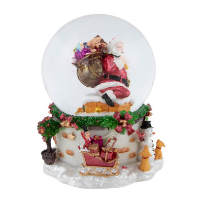 Northlight 7in Santa Claus In Chimney Musical Christmas Round SnowGlobes