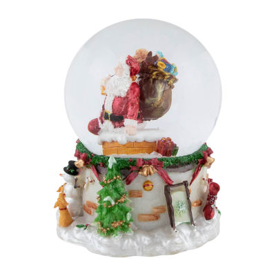 Northlight 7in Santa Claus In Chimney Musical Christmas Round SnowGlobes
