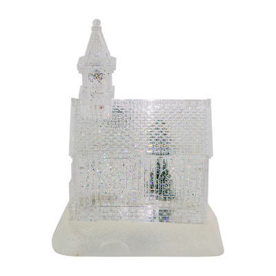 Northlight 9in Led Icy Crystal Glitter Christmas House Christmas Snow Globe
