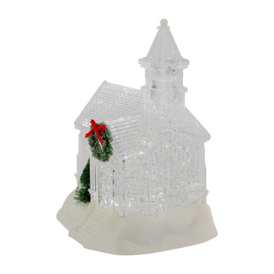 Northlight 9in Led Icy Crystal Glitter Christmas House Christmas Snow Globe