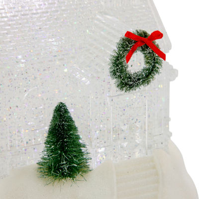 Northlight 9in Led Icy Crystal Glitter Christmas House Lighted Round SnowGlobes