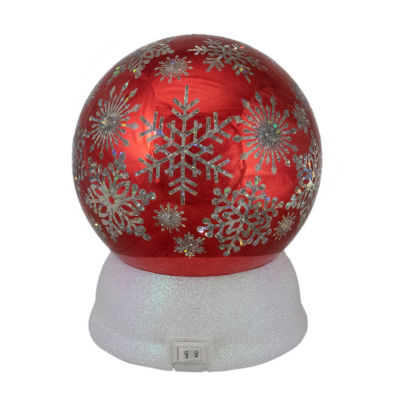 Northlight 6.5in Led Shiny Red Snowflake Water Tabletop Decoration Lighted Round SnowGlobes