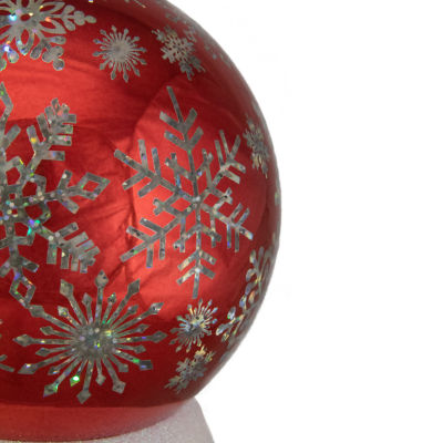 Northlight 6.5in Led Shiny Red Snowflake Water Tabletop Decoration Lighted Round SnowGlobes