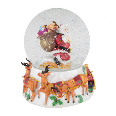Northlight 6.5in Santa Delivering Gifts Musical Christmas Water Round SnowGlobes
