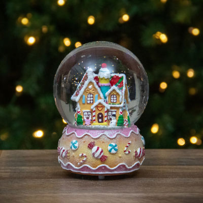 Northlight 6.5in Gingerbread House Musical Christmas Round SnowGlobes