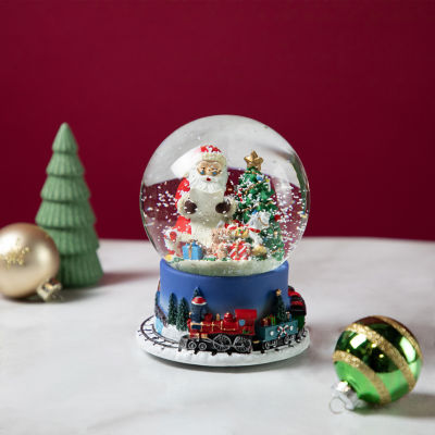 Northlight 6.5in Christmas Train Around Santa Delivering Gifts Musical Water Round SnowGlobes