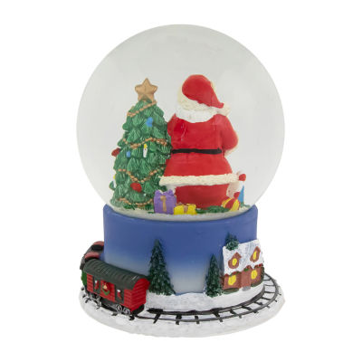 Northlight 6.5in Christmas Train Around Santa Delivering Gifts Musical Water Round SnowGlobes