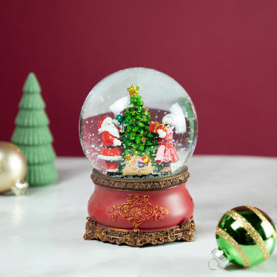 Northlight 6in Mr. & Mrs. Claus Decorating Christmas Tree Musical Water Round SnowGlobes