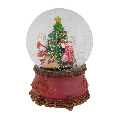 Northlight 6in Mr. & Mrs. Claus Decorating Christmas Tree Musical Water Round SnowGlobes