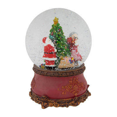 Northlight 6in Mr. & Mrs. Claus Decorating Christmas Tree Musical Water Round SnowGlobes